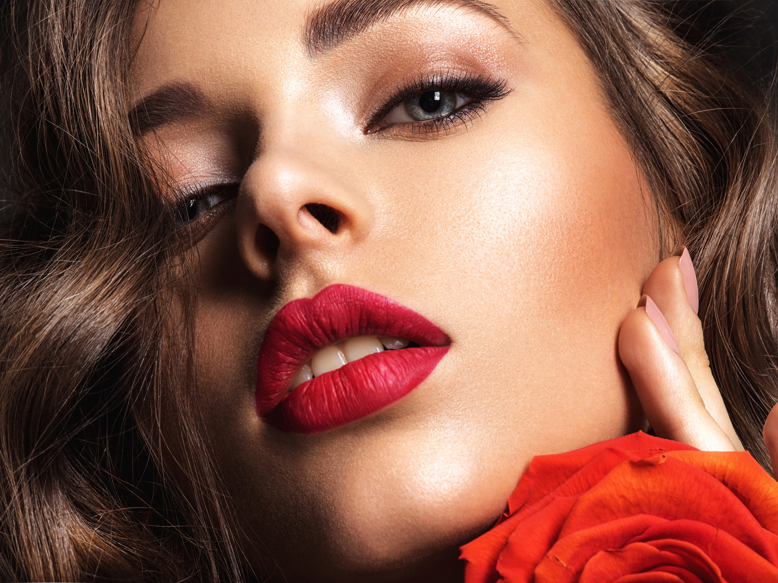 Beautiful Woman with Red Lipstick